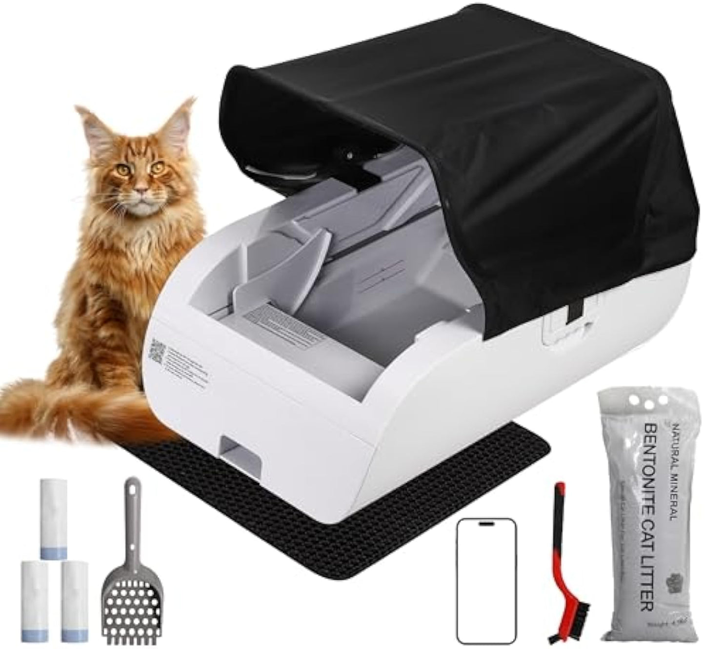 Automatic Self-Cleaning Cat Litter Box with Smart App Control, Dual Safety Sensors, and Odorless