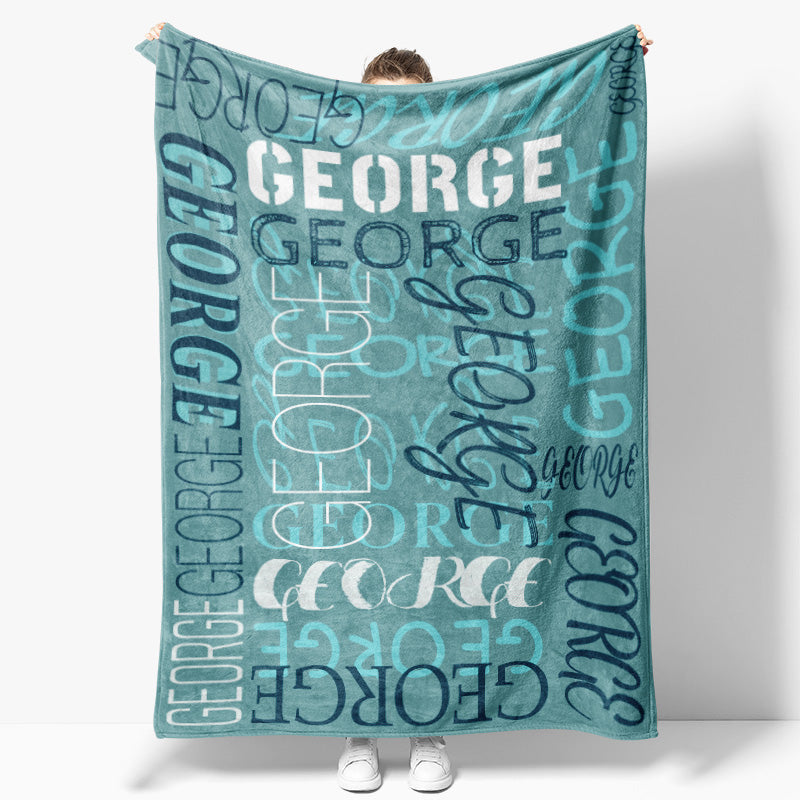 Custom Blue Bird Blanket With Name For Birthday Gift
