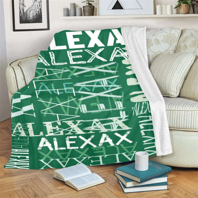Custom Dark Green Name Soft Blanket Family Souvenir