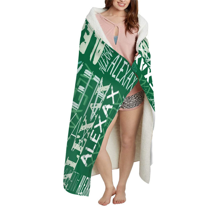 Custom Dark Green Name Soft Blanket Family Souvenir