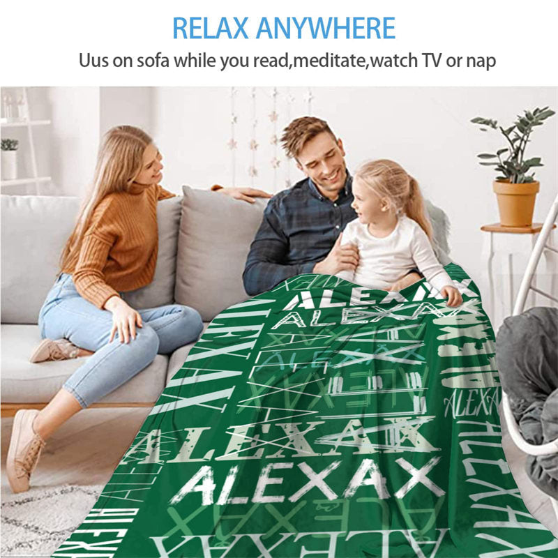 Custom Dark Green Name Soft Blanket Family Souvenir