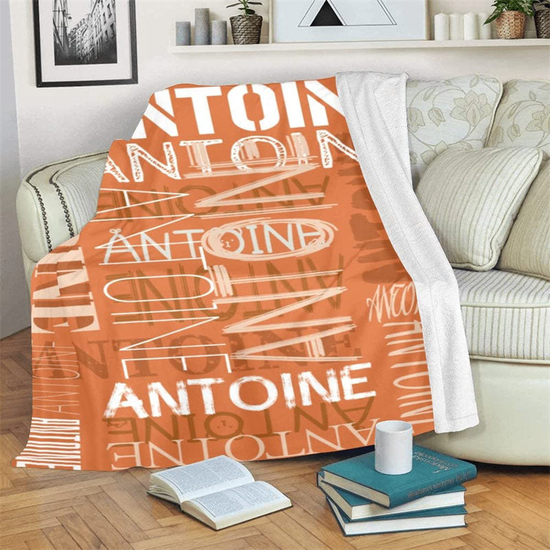 Custom Name Dark Orange Blanket For Family Gift