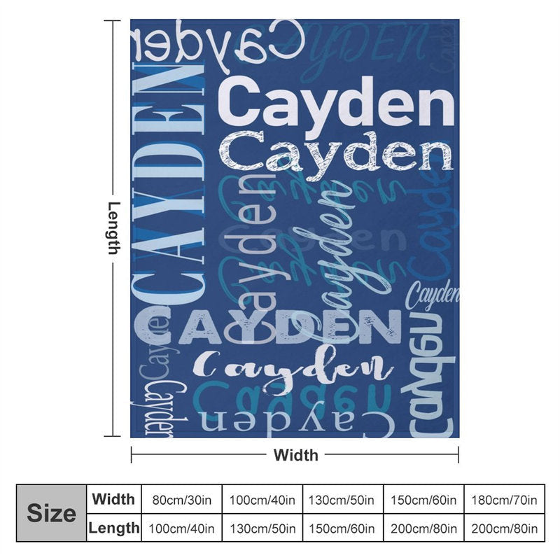 Personalized Name Dark Blue Soft Blanket Kids Gift