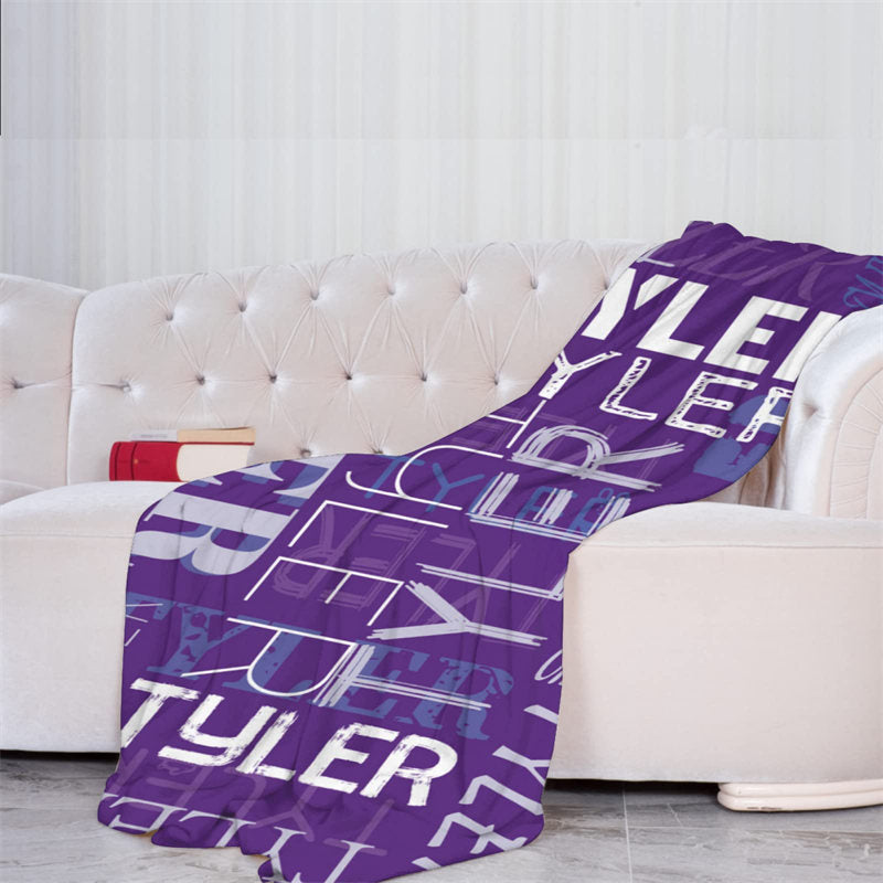 Personalized Name Dark Purple Soft Blanket For Gift