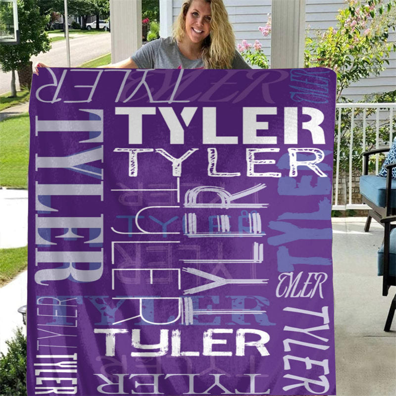 Personalized Name Dark Purple Soft Blanket For Gift