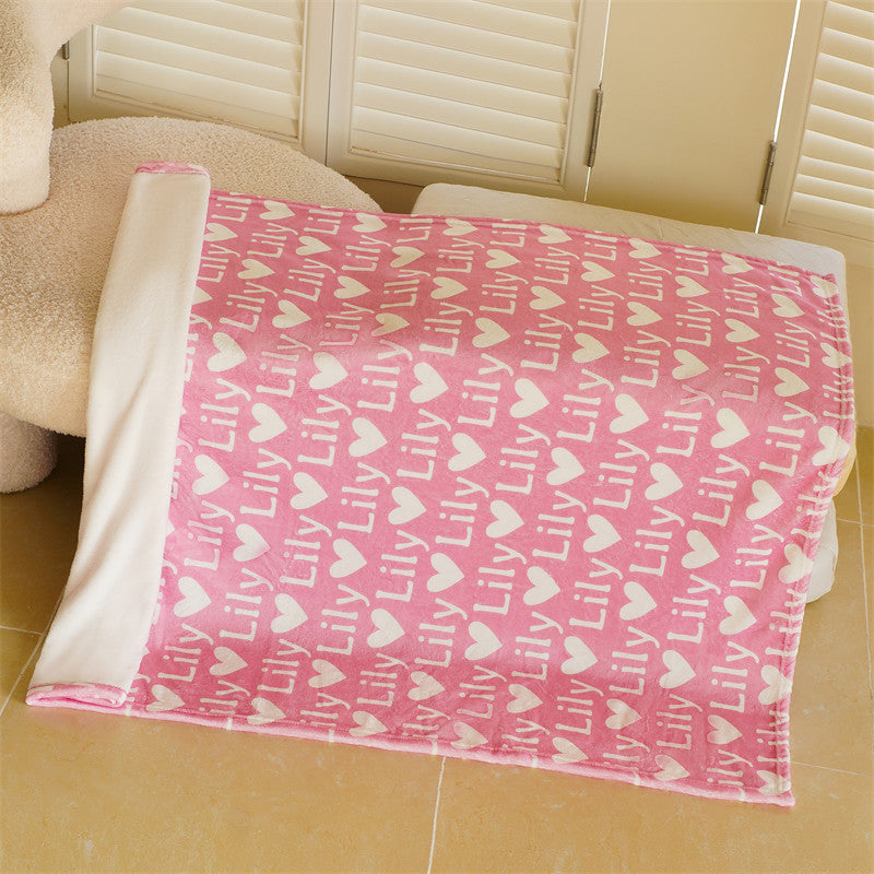 Personalized Name With Heart Blanket For Kids Gift