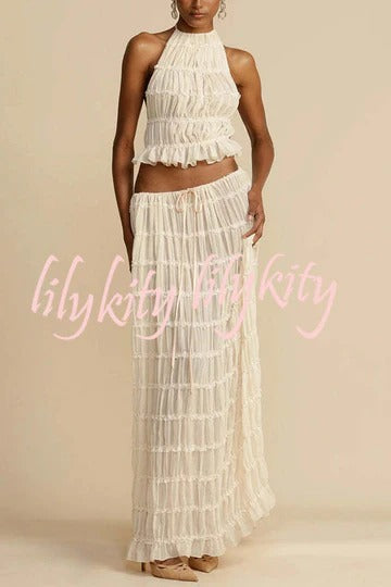 Passion and Romance Pleated Back Elastic Straps Adjustable Halter Tank