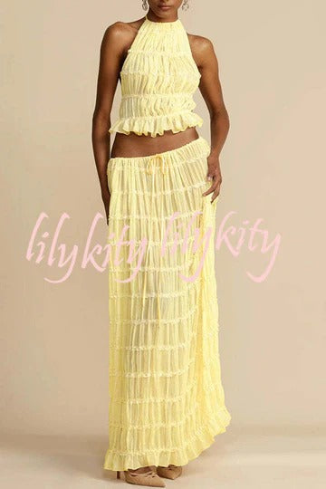 Passion and Romance Pleated Back Elastic Straps Adjustable Halter Tank