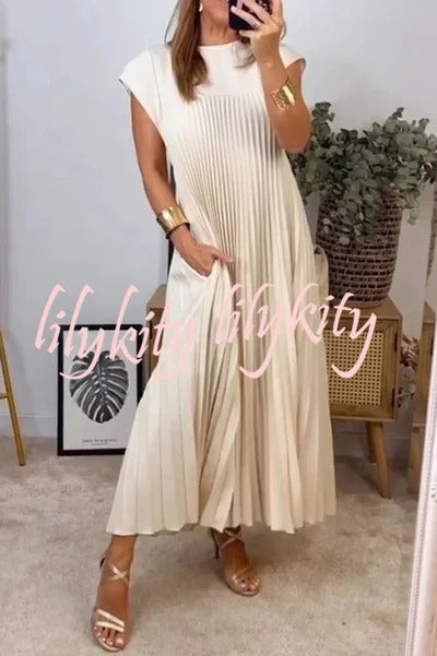 Solid Color High Waist Pleated Mermaid Dress