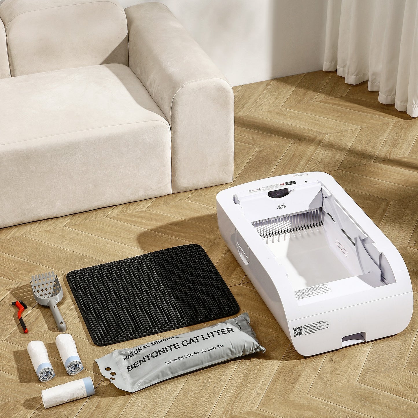 Automatic Self-Cleaning Cat Litter Box with Smart App Control, Dual Safety Sensors, and Odorless