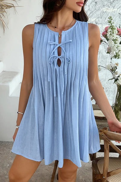 Solid Color High Waist Pleated Mermaid Dress