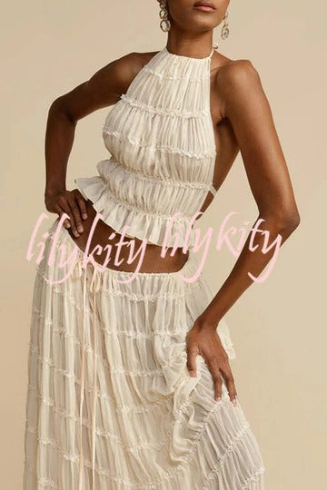Passion and Romance Pleated Back Elastic Straps Adjustable Halter Tank