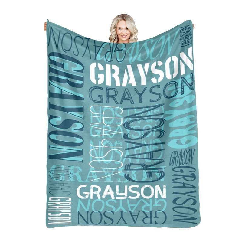 Custom Blue Bird Blanket With Name For Birthday Gift
