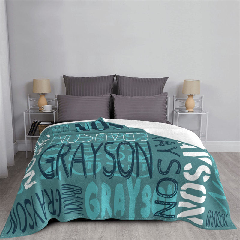 Custom Blue Bird Blanket With Name For Birthday Gift