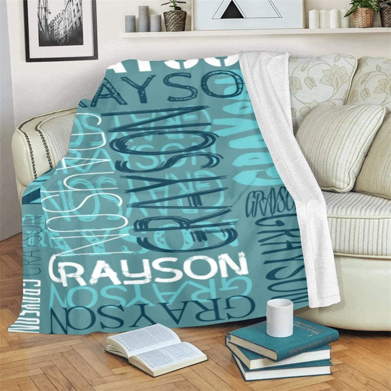 Custom Blue Bird Blanket With Name For Birthday Gift