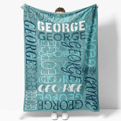 Custom Blue Bird Blanket With Name For Birthday Gift