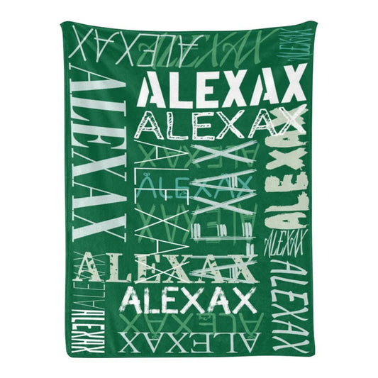 Custom Dark Green Name Soft Blanket Family Souvenir