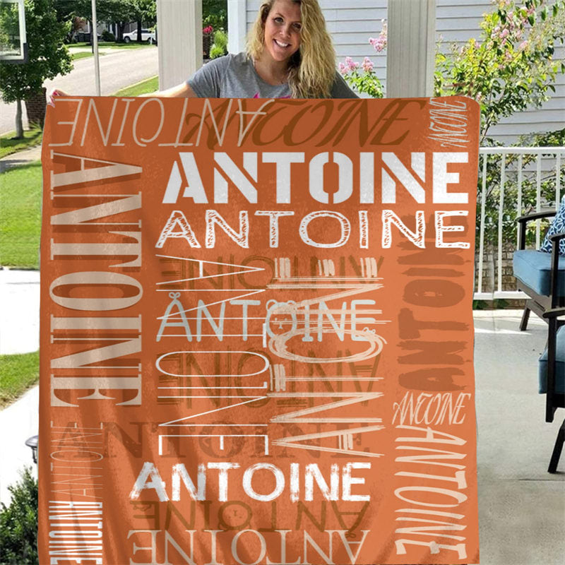 Custom Name Dark Orange Blanket For Family Gift