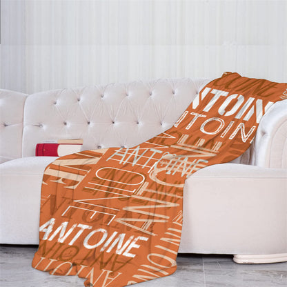 Custom Name Dark Orange Blanket For Family Gift