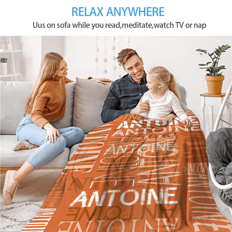 Custom Name Dark Orange Blanket For Family Gift