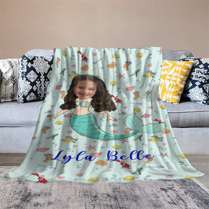 Customized Mermaid Marine Organism Blanket For Girl