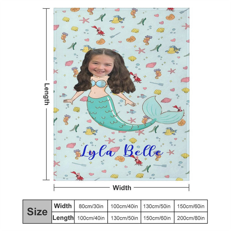 Customized Mermaid Marine Organism Blanket For Girl
