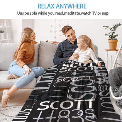 Personalized Name Black Blanket For Adult Kid Gift