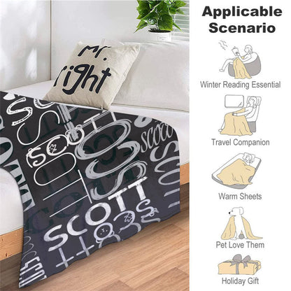 Personalized Name Black Blanket For Adult Kid Gift