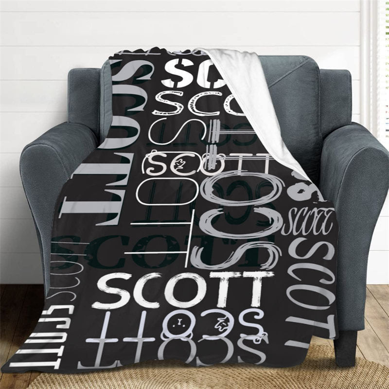 Personalized Name Black Blanket For Adult Kid Gift