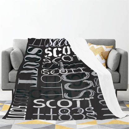 Personalized Name Black Blanket For Adult Kid Gift