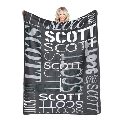 Personalized Name Black Blanket For Adult Kid Gift
