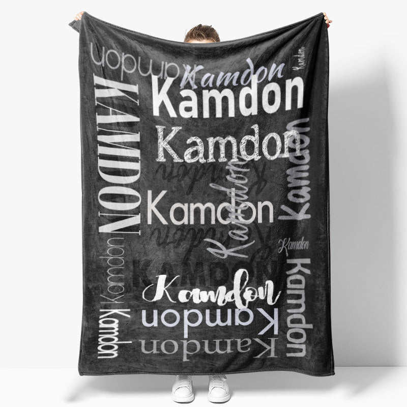 Personalized Name Black Blanket For Adult Kid Gift
