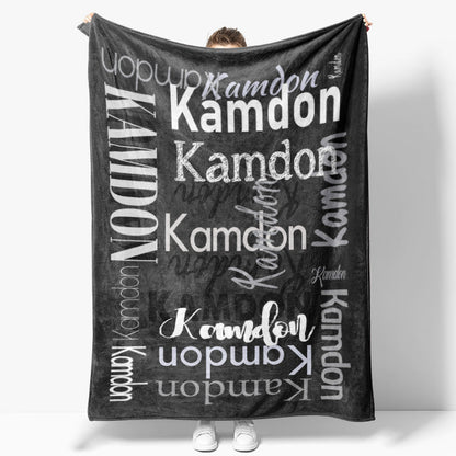 Personalized Name Black Blanket For Adult Kid Gift