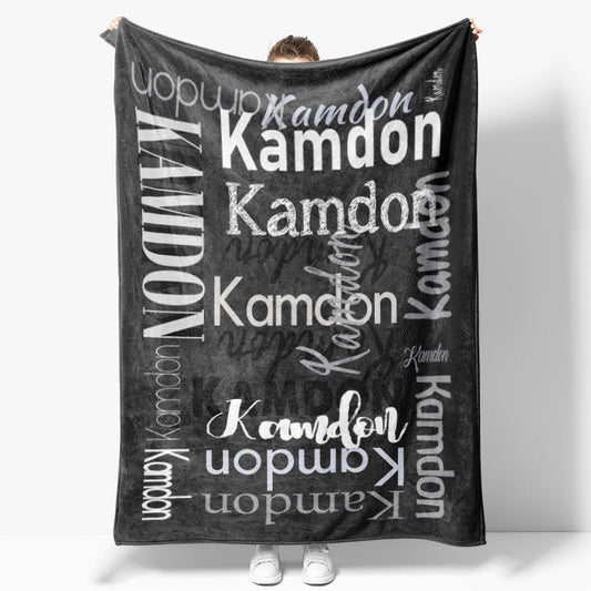 Personalized Name Black Blanket For Adult Kid Gift