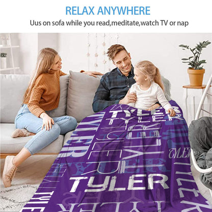 Personalized Name Dark Purple Soft Blanket For Gift