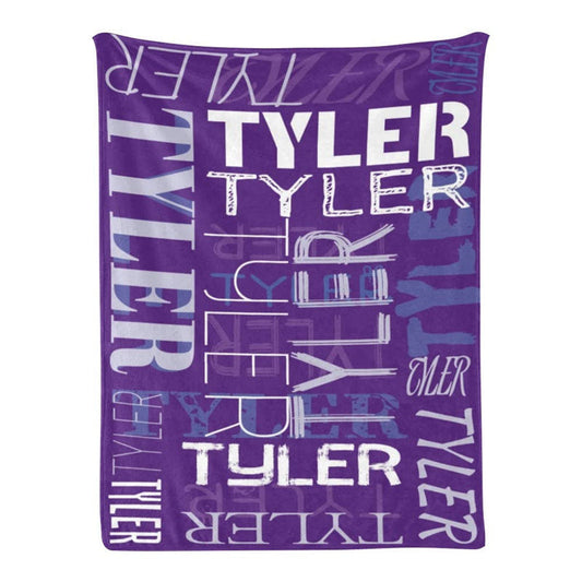 Personalized Name Dark Purple Soft Blanket For Gift