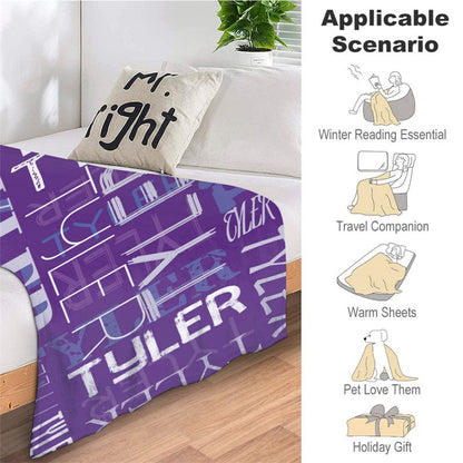 Personalized Name Dark Purple Soft Blanket For Gift