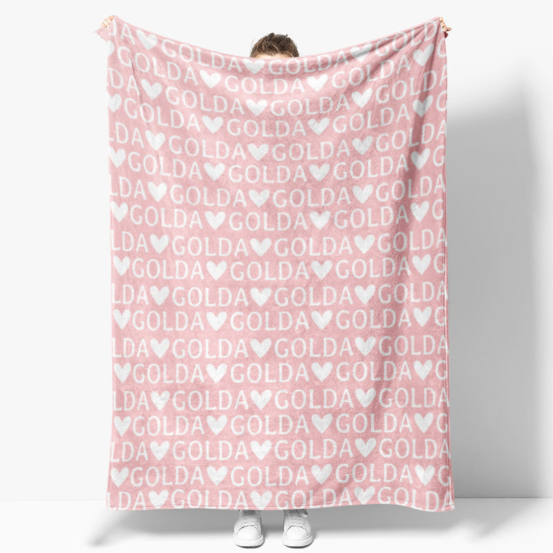 Personalized Name With Heart Blanket For Kids Gift