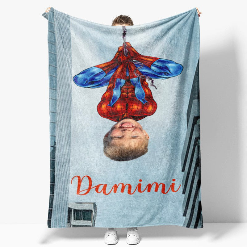Personalized Photo Super Sipder Hero Boy Blanket