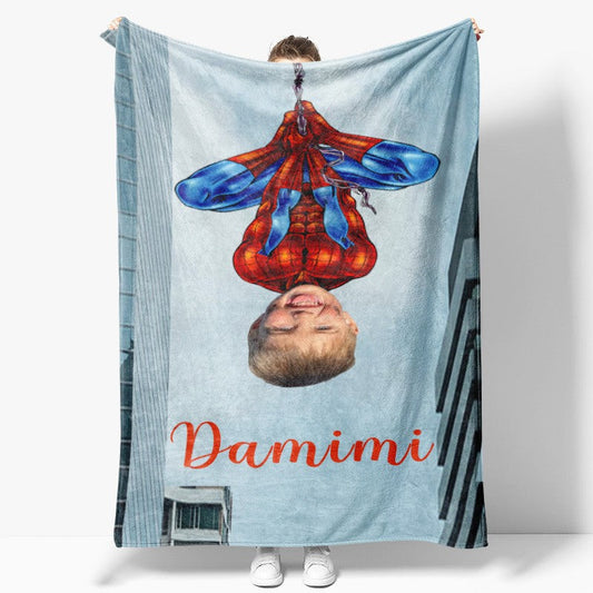 Personalized Photo Super Sipder Hero Boy Blanket