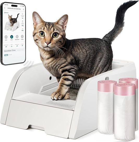 Automatic Self-Cleaning Cat Litter Box with Smart App Control, Dual Safety Sensors, and Odorless