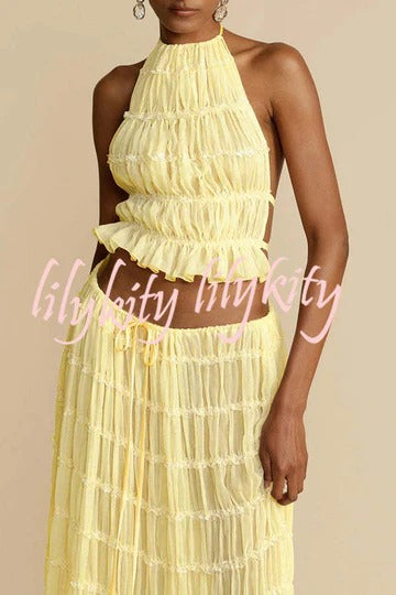 Passion and Romance Pleated Back Elastic Straps Adjustable Halter Tank