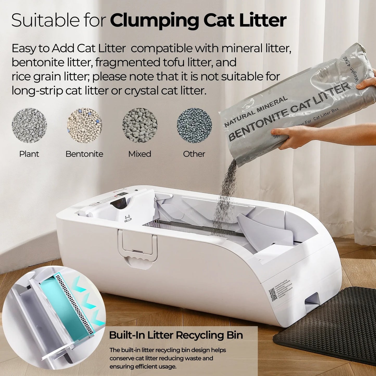 Automatic Self-Cleaning Cat Litter Box with Smart App Control, Dual Safety Sensors, and Odorless