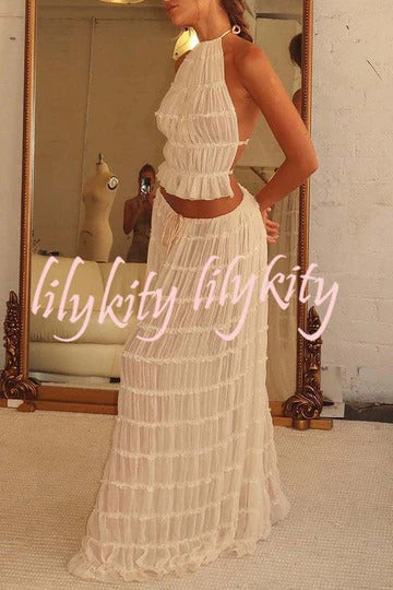Passion and Romance Pleated Back Elastic Straps Adjustable Halter Tank