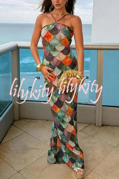 Solid Color High Waist Pleated Mermaid Dress